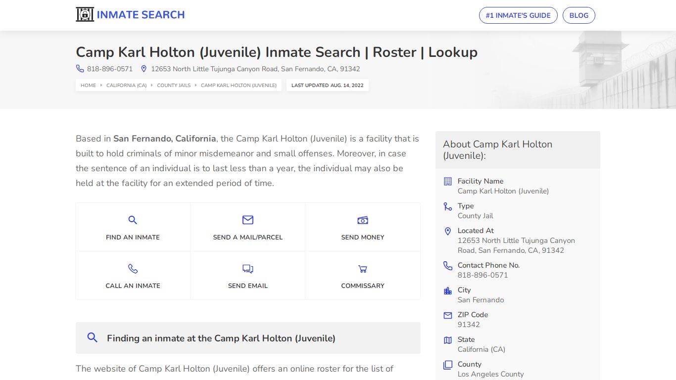 Camp Karl Holton (Juvenile) Inmate Search | Roster | Lookup